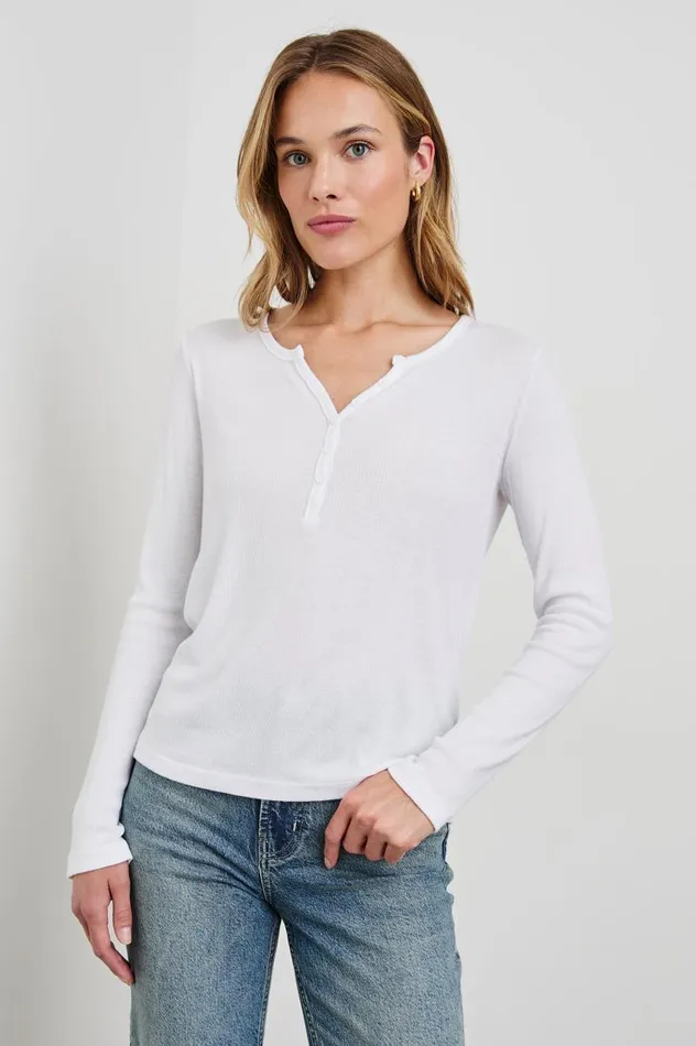 Rails Tees and Tanks Women ESSENTIAL HENLEY White