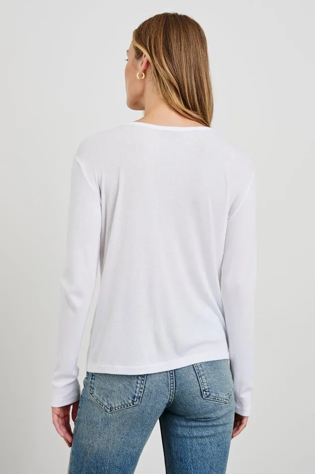 Rails Tees and Tanks Women ESSENTIAL HENLEY White