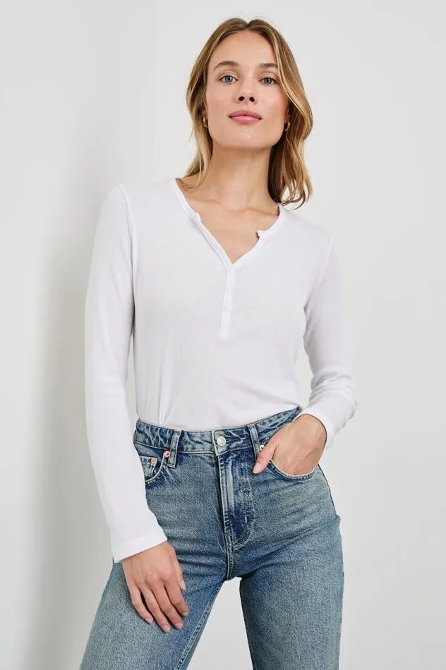 Rails Tees and Tanks Women ESSENTIAL HENLEY White