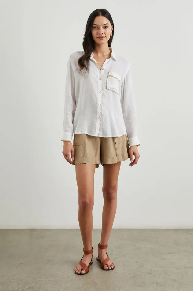 Rails Tops Women CHARLI SHIRT White Blanket Stitch