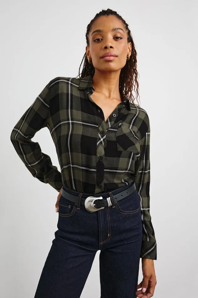 Rails Tops Women HUNTER SHIRT Black Olive Ivory