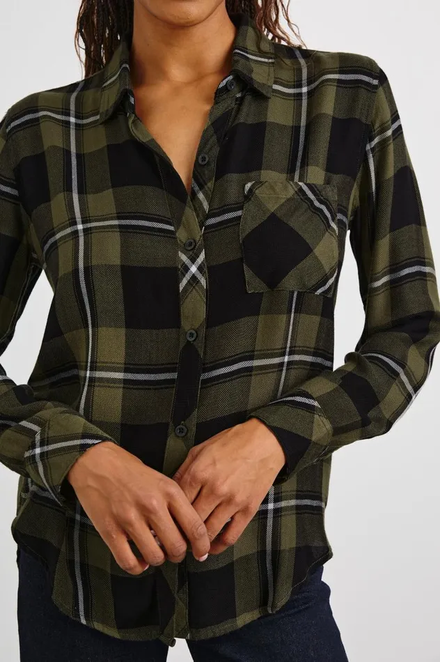 Rails Tops Women HUNTER SHIRT Black Olive Ivory