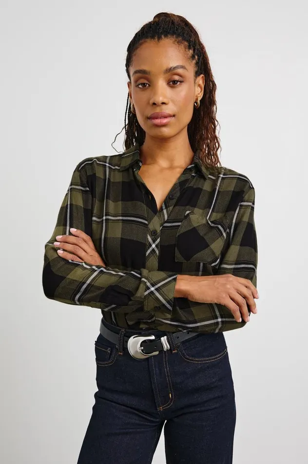 Rails Tops Women HUNTER SHIRT Black Olive Ivory