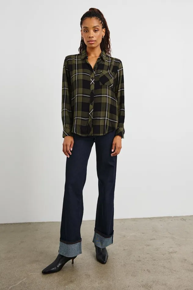 Rails Tops Women HUNTER SHIRT Black Olive Ivory