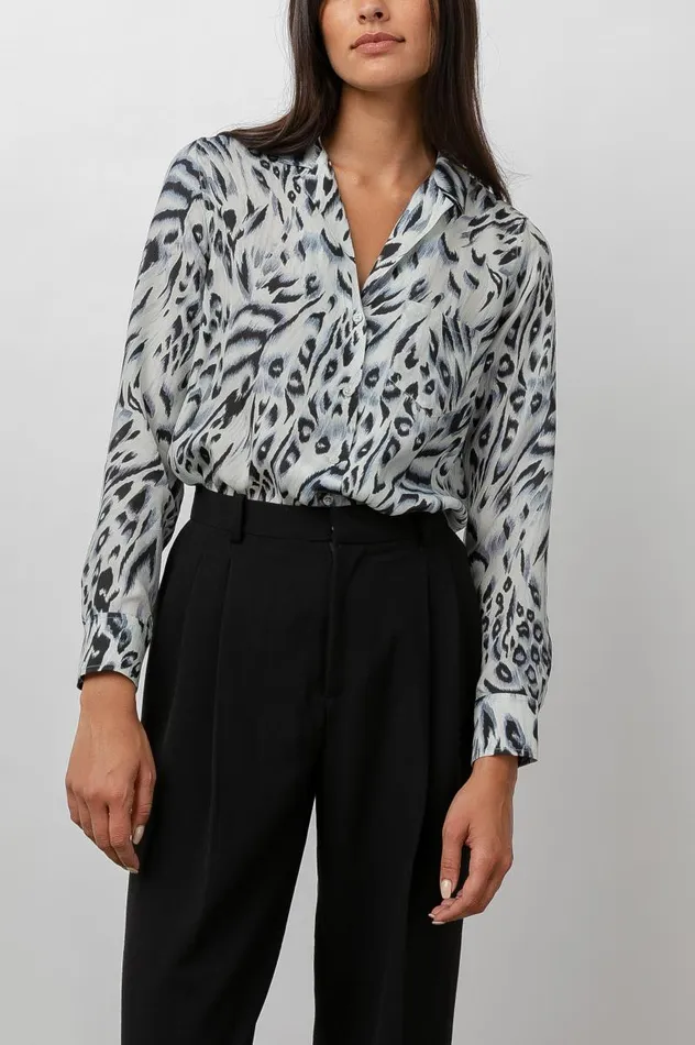 Rails Tops Women REBEL SHIRT Ivory Snow Leopard