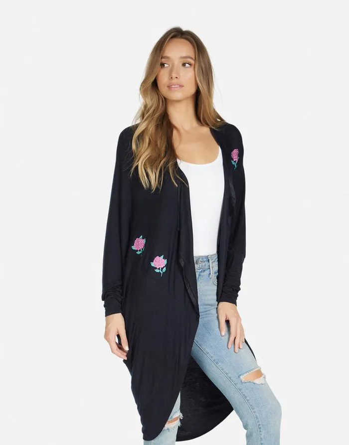 Ramona Crystal Roses Black Women039s Lauren Moshi Sweaters and Knits