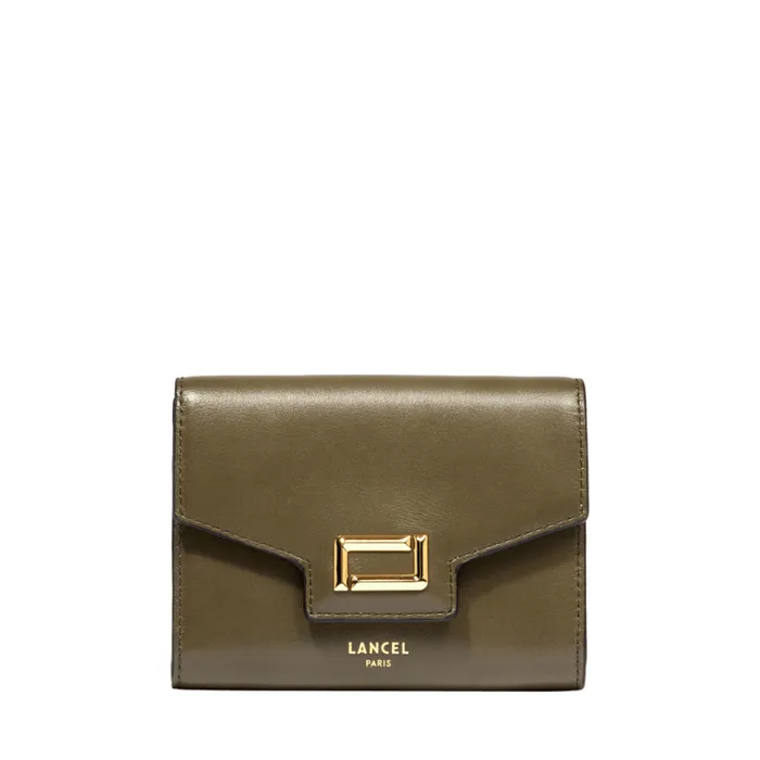 Rectangular Flap Compact Wallet Dark Khaki Women Lancel Wallet