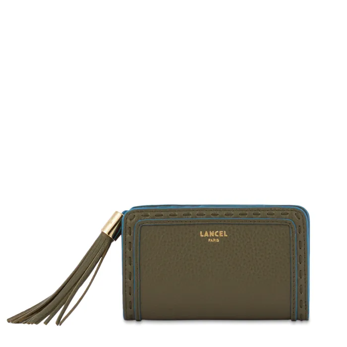 Rectangular Zip Compact Wallet Dark Kaki Women Lancel Wallet