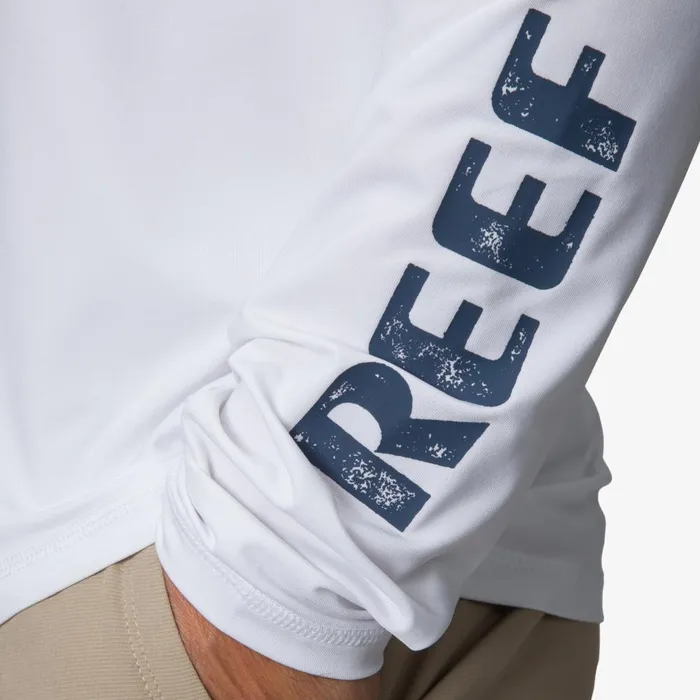 Reef Surf Shirts and UPF Apparel Men Wellie Long Sleeve Hooded Surf Shirt Upf 50 Bright White