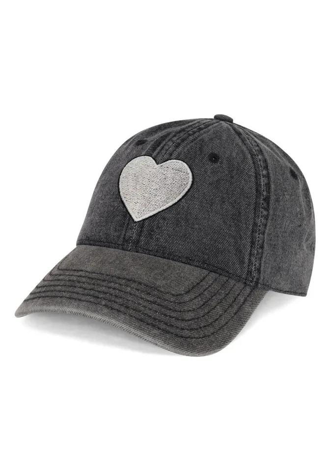 Reina Silver Heart Patch Washed Black Women039s Lauren Moshi Hats Reina Silver Heart Patch Washed Black Women039s Lauren Moshi Hats