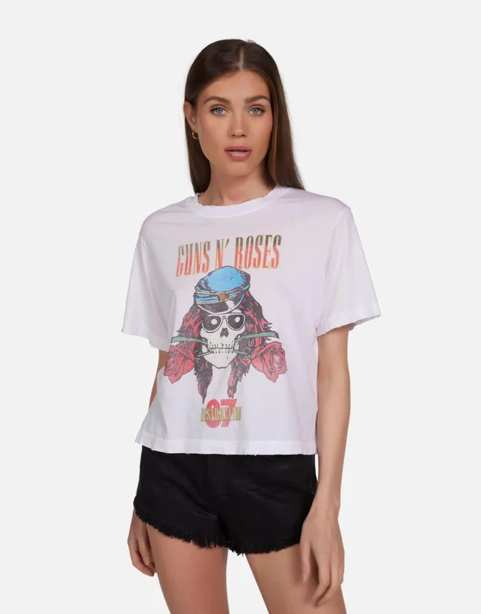 Rue Guns N039 Roses Skull Milk Women039s Lauren Moshi Short Sleeve