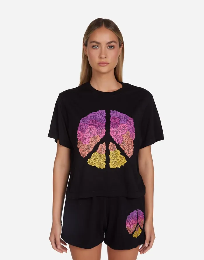 Rue Peace Roses Black Women039s Lauren Moshi Short Sleeve