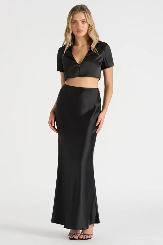 Runaway The Label Crops Shop THE SATIN SHIRT 8211 BLACK