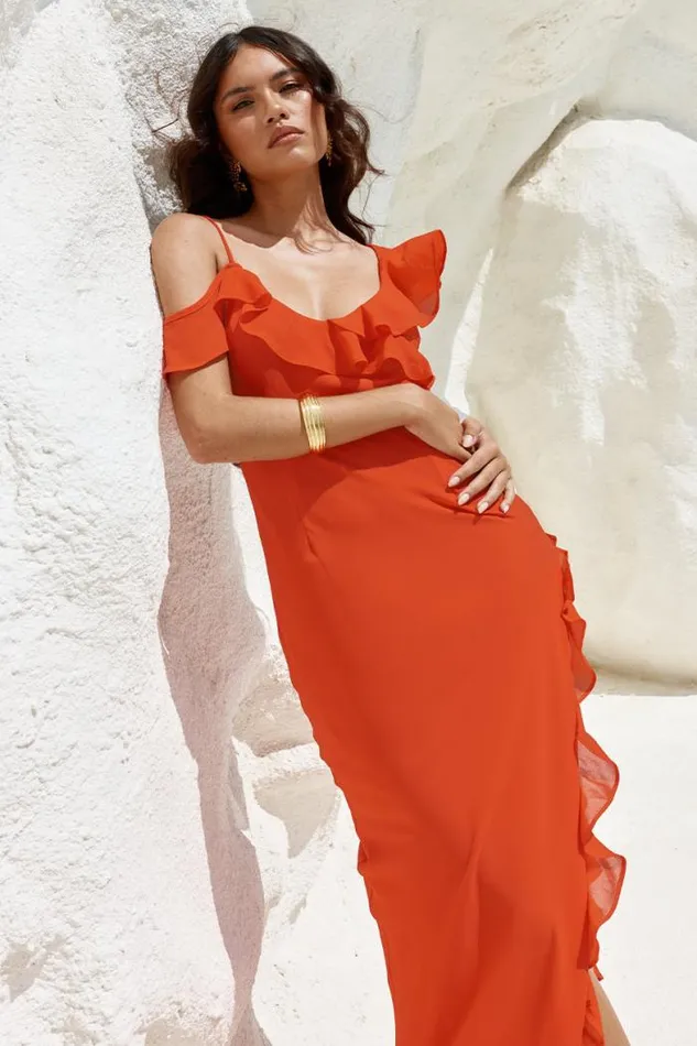 Runaway The Label Maxi Shop WINNIE MAXI DRESS 8211 ORANGE