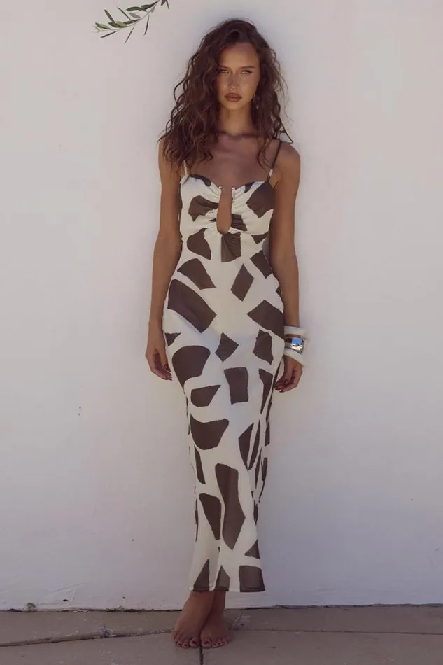 Runaway The Label Midi Shop ASTORA MIDI DRESS 8211 LAZURE CHOCOLATE