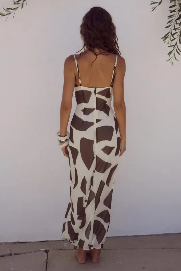 Runaway The Label Midi Shop ASTORA MIDI DRESS 8211 LAZURE CHOCOLATE