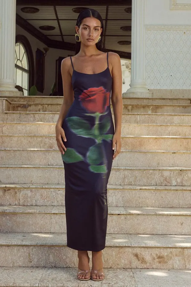 Runaway The Label Midi Shop DEIA MIDI DRESS 8211 BLACK ROSE