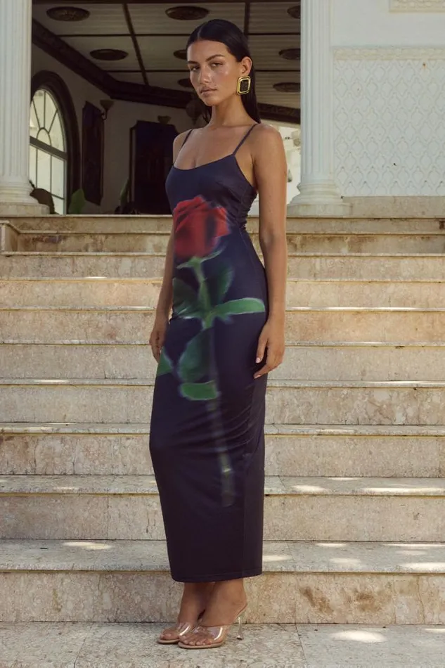 Runaway The Label Midi Shop DEIA MIDI DRESS 8211 BLACK ROSE