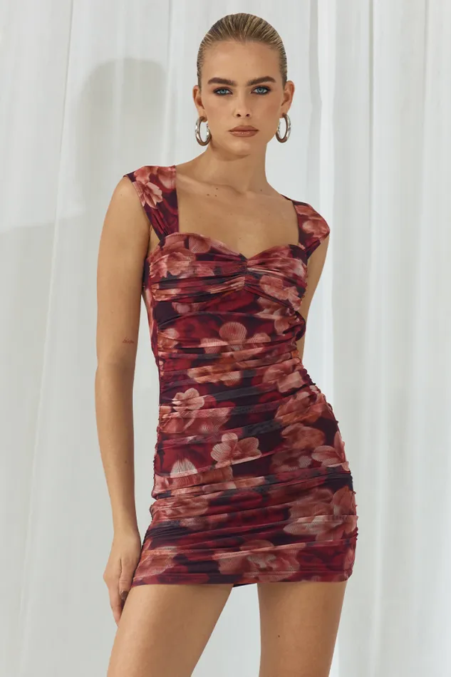 Runaway The Label Mini Shop GREER MINI DRESS 8211 WINE FLORAL