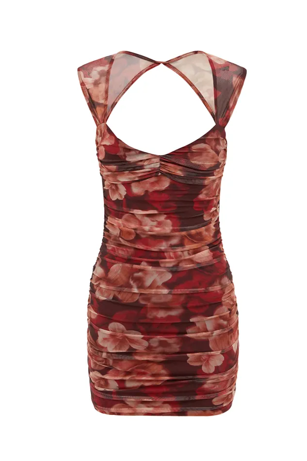 Runaway The Label Mini Shop GREER MINI DRESS 8211 WINE FLORAL