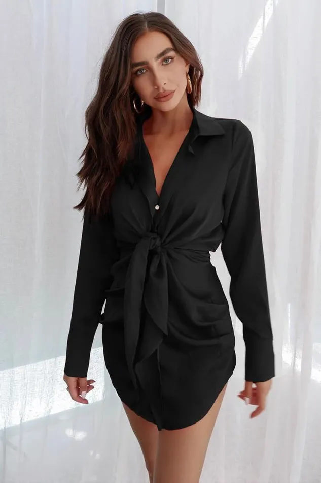 Runaway The Label Mini Shop Ruby Shirt Dress 8211 Black Runaway The Label Mini Shop Ruby Shirt Dress 8211 Black