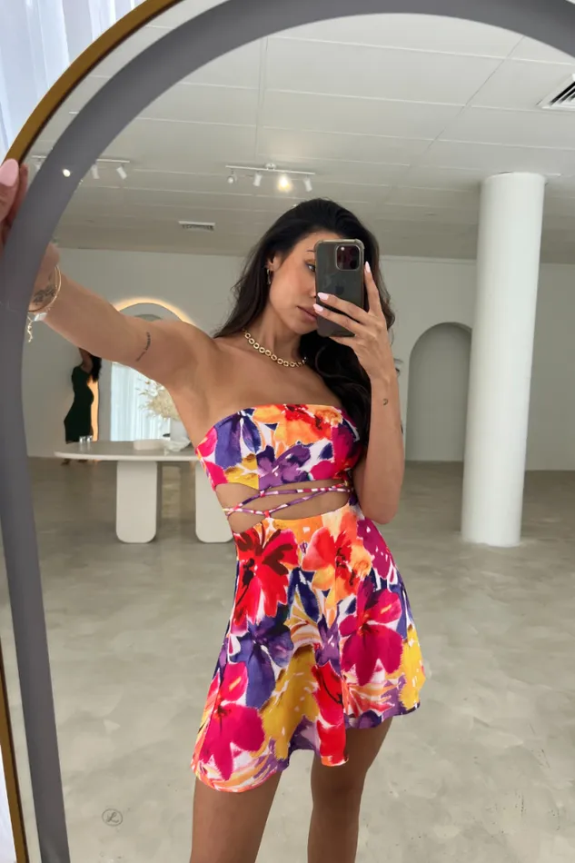 Runaway The Label Mini Shop STELANI MINI DRESS 8211 PINK FLORAL Runaway The Label Mini Shop STELANI MINI DRESS 8211 PINK FLORAL