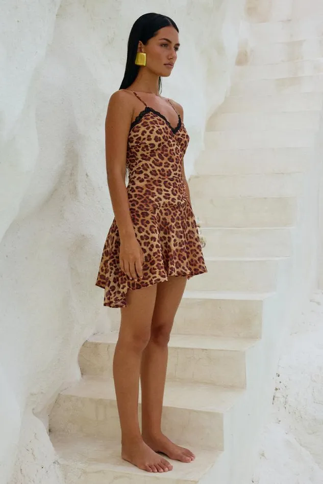 Runaway The Label Mini Shop SURREY MINI DRESS 8211 LEOPARD PRINT