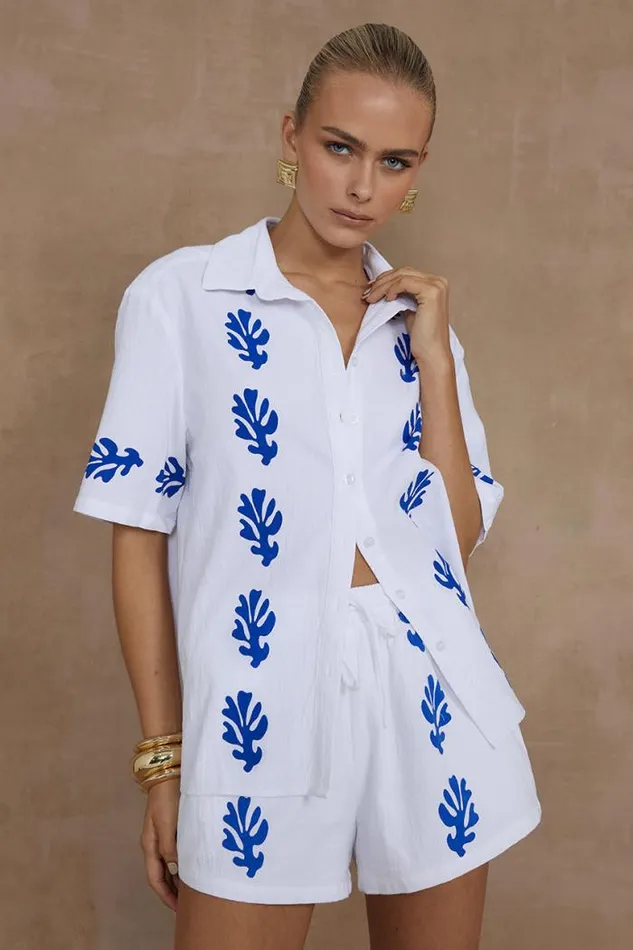 Runaway The Label Shirts and Blouses Shop AMALIA SHIRT 8211 WHITEBLUE