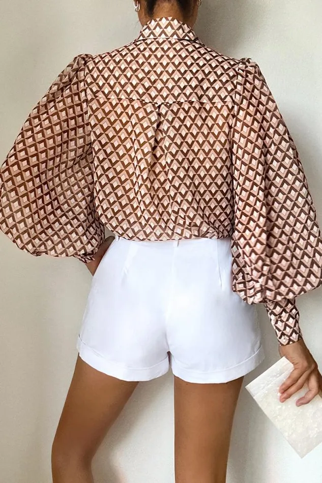 Runaway The Label Shirts and Blouses Shop FLEETWOOD BLOUSE 8211 CHOCOLATE GEO