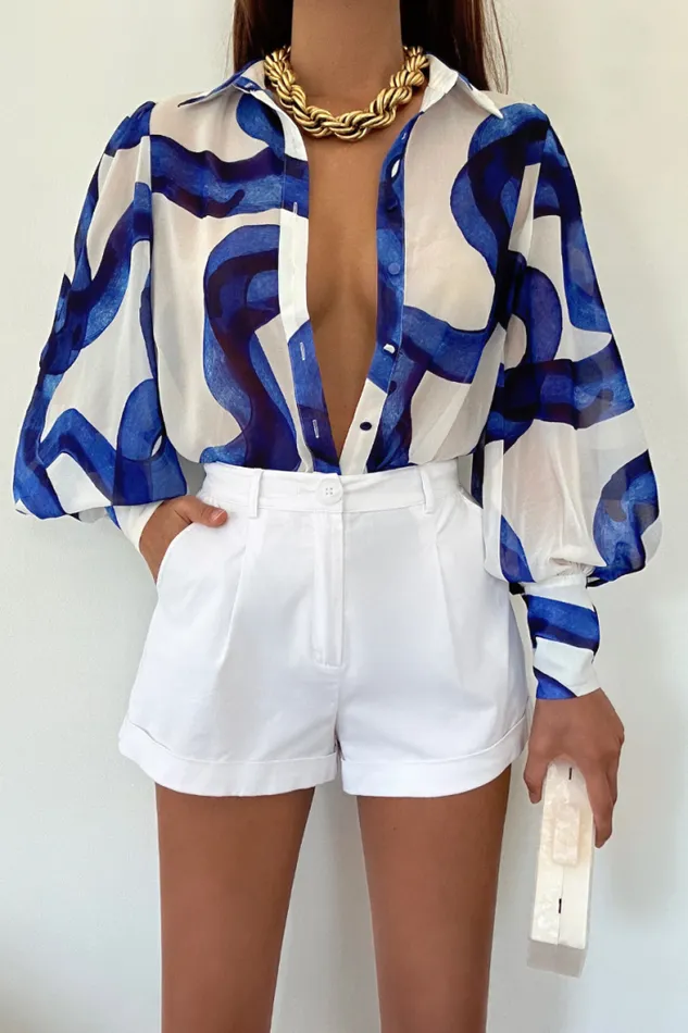 Runaway The Label Shirts and Blouses Shop FLEETWOOD BLOUSE 8211 VISTA COBALT
