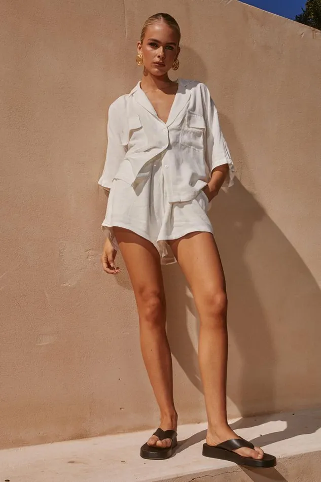 Runaway The Label Shirts and Blouses Shop HAKUNA PLAIN SHIRT 8211 WHITE