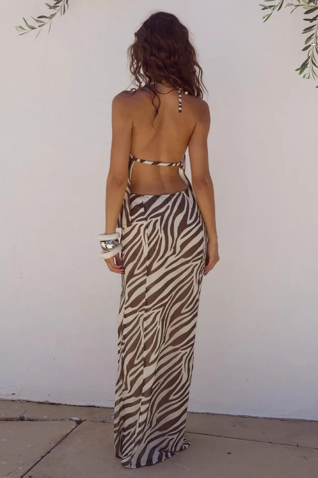 Runaway The Label Skirts Shop BELINA MAXI SKIRT 8211 ZEBRA CHOCOLATE