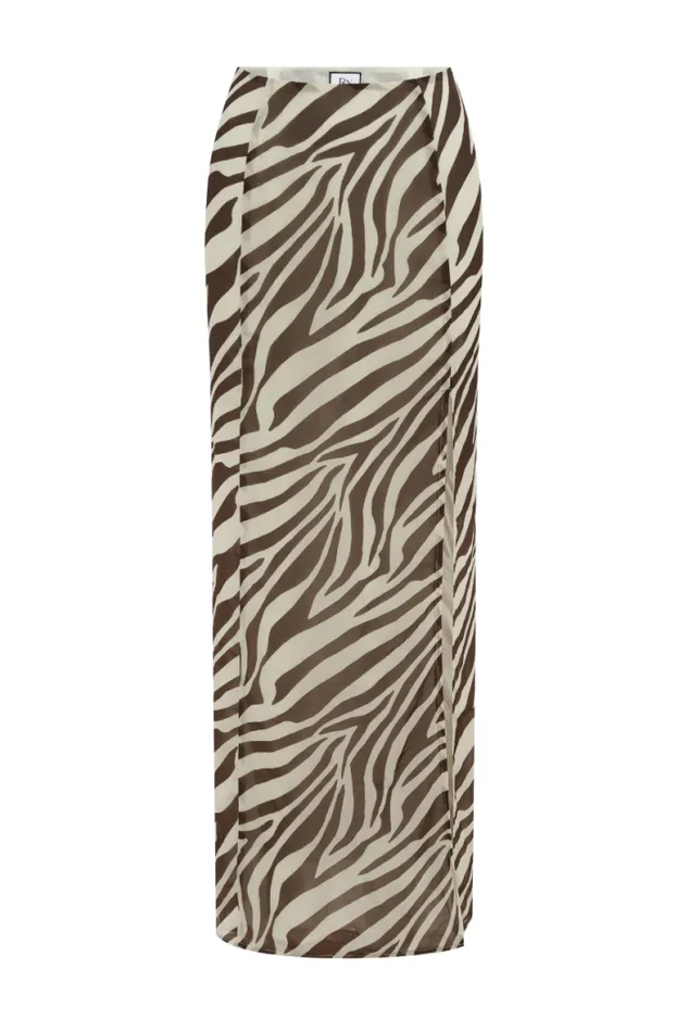 Runaway The Label Skirts Shop BELINA MAXI SKIRT 8211 ZEBRA CHOCOLATE