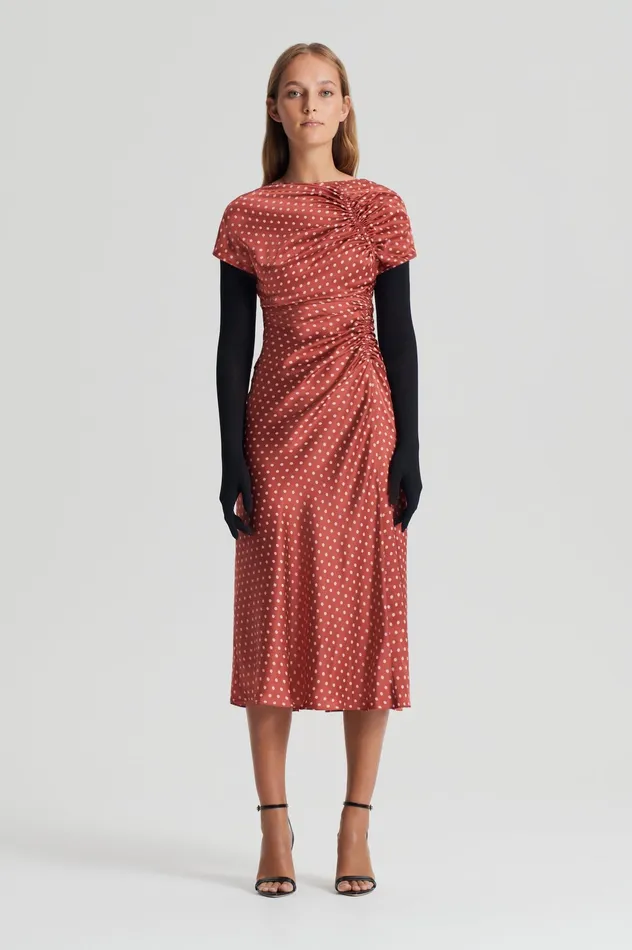 SATIN SPOT PRINT DRESS AMBER Women Dresses Scanlan Theodore
