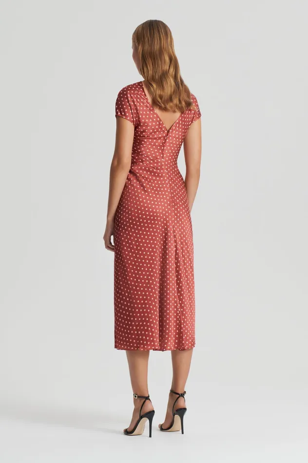 SATIN SPOT PRINT DRESS AMBER Women Dresses Scanlan Theodore SATIN SPOT PRINT DRESS AMBER Women Dresses Scanlan Theodore
