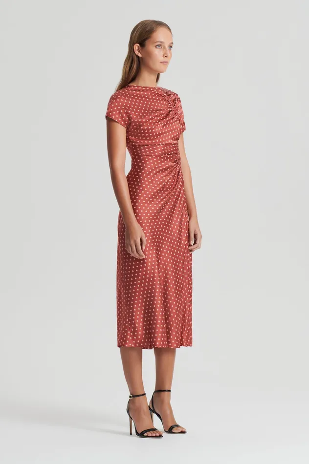 SATIN SPOT PRINT DRESS AMBER Women Dresses Scanlan Theodore SATIN SPOT PRINT DRESS AMBER Women Dresses Scanlan Theodore