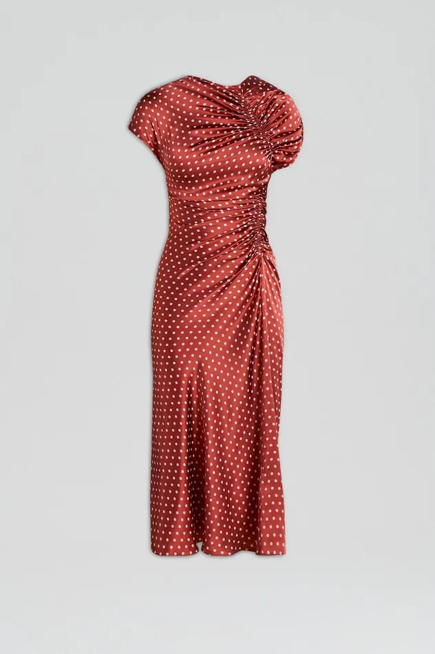 SATIN SPOT PRINT DRESS AMBER Women Dresses Scanlan Theodore SATIN SPOT PRINT DRESS AMBER Women Dresses Scanlan Theodore
