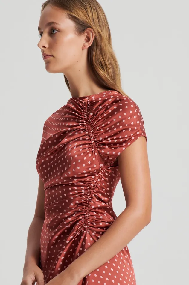 SATIN SPOT PRINT DRESS AMBER Women Dresses Scanlan Theodore SATIN SPOT PRINT DRESS AMBER Women Dresses Scanlan Theodore