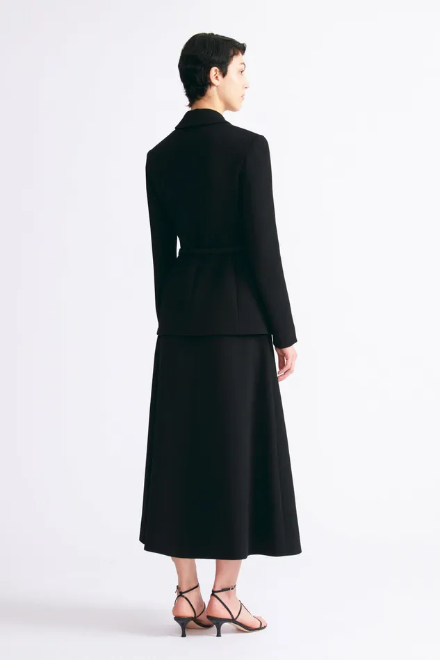 Sato Inverted Pleat ALine Skirt Black Double Crepe Women Skirts Emilia Wickstead