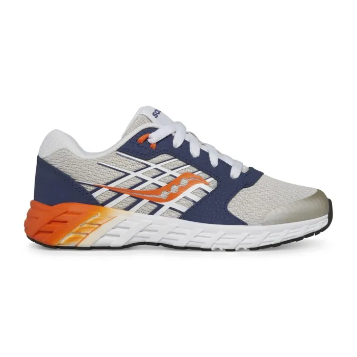 Saucony Kids Wind 20 Lace Sneaker Greynavyorange
