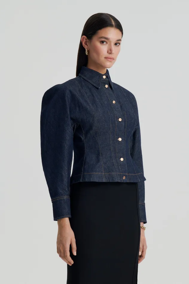 Scanlan Theodore DENIM COCOON SLEEVE JACKET INDIGO Women Denim Scanlan Theodore DENIM COCOON SLEEVE JACKET INDIGO Women Denim