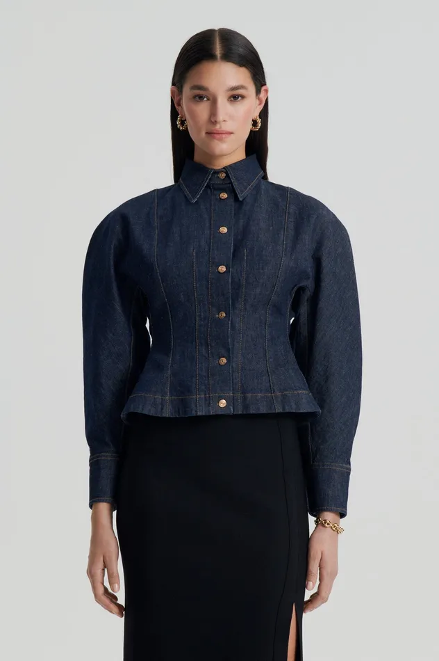 Scanlan Theodore DENIM COCOON SLEEVE JACKET INDIGO Women Denim Scanlan Theodore DENIM COCOON SLEEVE JACKET INDIGO Women Denim