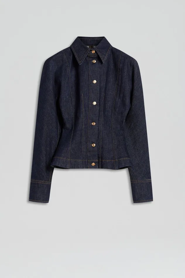 Scanlan Theodore DENIM COCOON SLEEVE JACKET INDIGO Women Denim Scanlan Theodore DENIM COCOON SLEEVE JACKET INDIGO Women Denim