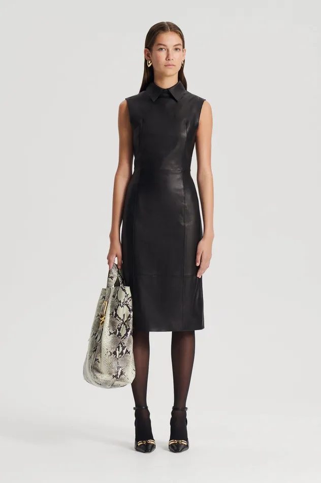 Scanlan Theodore LEATHER PENCIL DRESS BLACK Women Leather