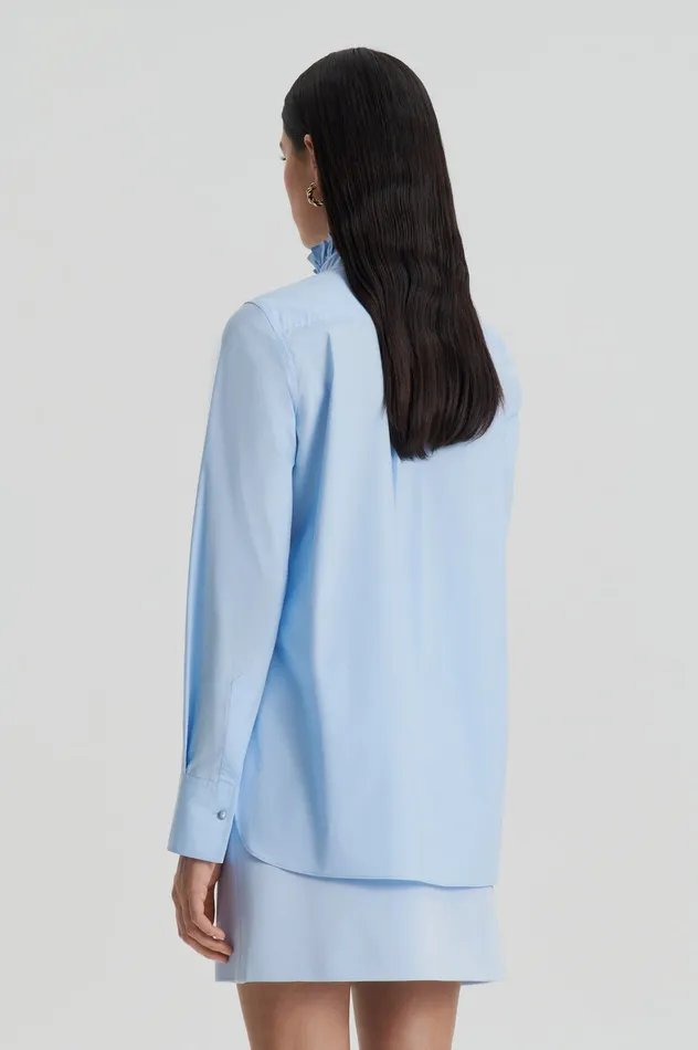 Scanlan Theodore Shirts Women PARACHUTE RUFFLE TRIM SHIRT TINTEDBLUE Scanlan Theodore Shirts Women PARACHUTE RUFFLE TRIM SHIRT TINTEDBLUE