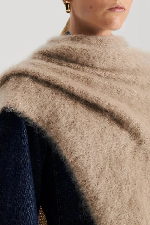 Scarves BRUSHED FRINGED CAPE NOUGAT Scanlan Theodore Women