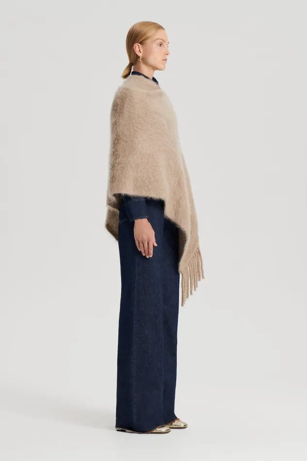 Scarves BRUSHED FRINGED CAPE NOUGAT Scanlan Theodore Women