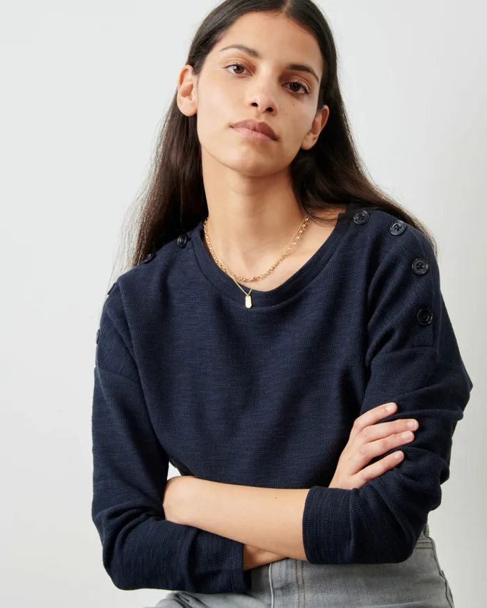 Sessn Womens TShirts And Tops Austin Navy Casaul