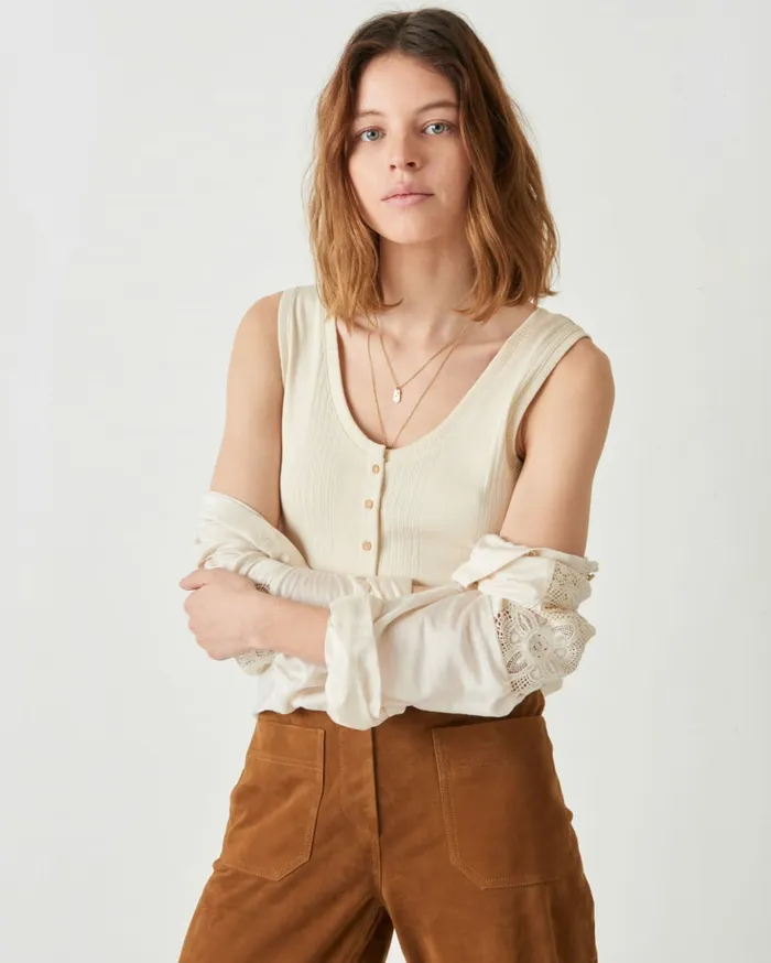 Sessn Womens TShirts And Tops Esme body Fleur de Sel On Sale