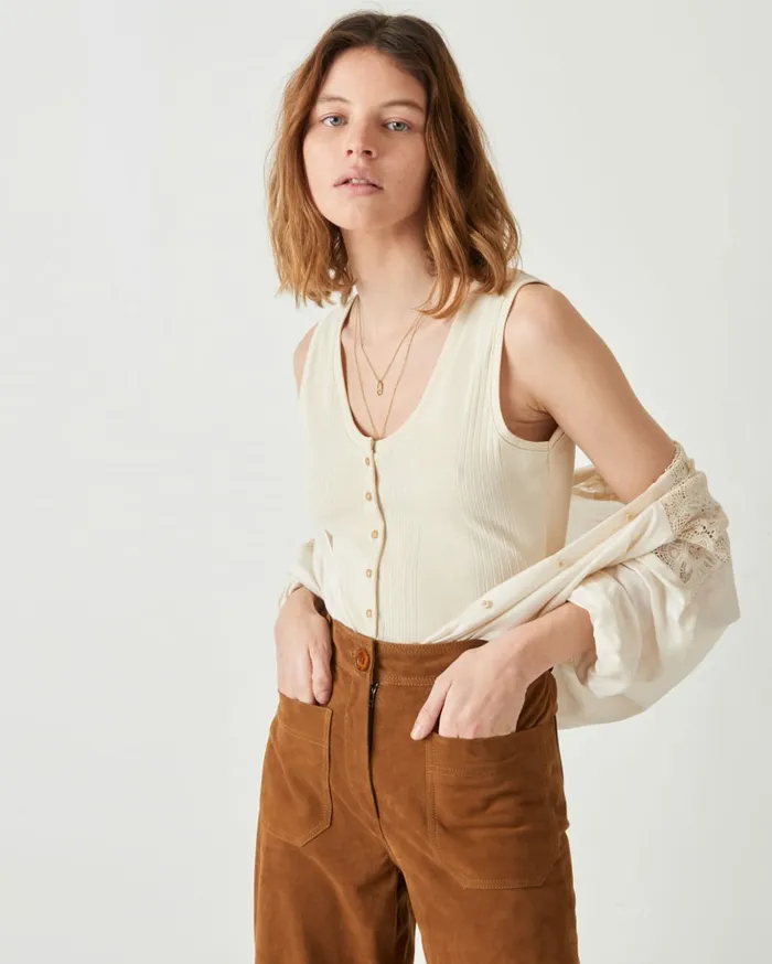 Sessn Womens TShirts And Tops Esme body Fleur de Sel On Sale